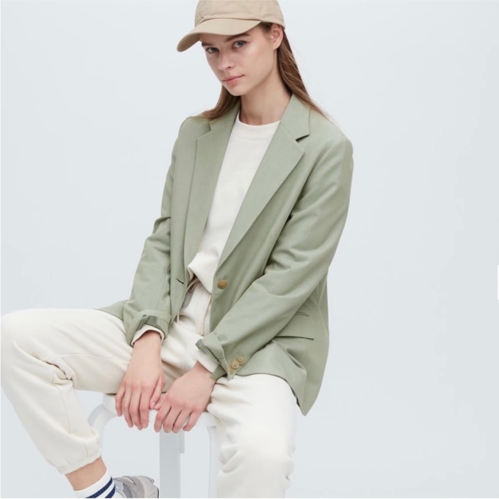 Uniqlo Smart Relaxed Tailored Blazer Jacket Sage Green NWT Size XS